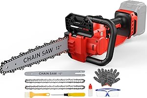 TREXEEN Mini Chainsaw for Milwaukee M18 Battery, 12 Inch Electric Chainsaw with Auto Oiler & Security Lock, for Wood, Trees Cutting (Battery Not Included)