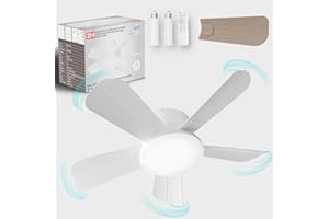 cjc Socket Fan Light - Ceiling Fans with Lights and Remote, 22in Small Ceiling Fan with 6-Speeds, definite time, Dimmable LED, E26/E27 Base, for Bedroom, Kitchen, Living Room,Garage (5 Leaves White)