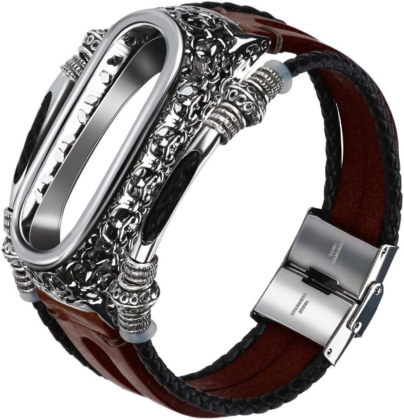 HighlifeS Replacement Leather Wristband Band Strap+ Metal Case for Xiaomi Mi Band 3 Bracelet