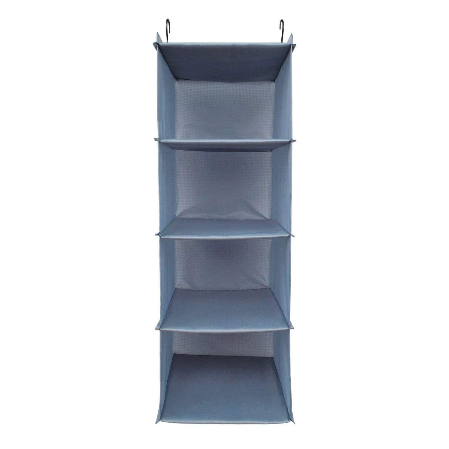 BrilliantJo Hanging Wardrobe Organizer for Clothes Sweaters 4-shelf Hanging Closet Storage Shelves Washable (31.5 * 12 * 12 inch, Blue-grey)
