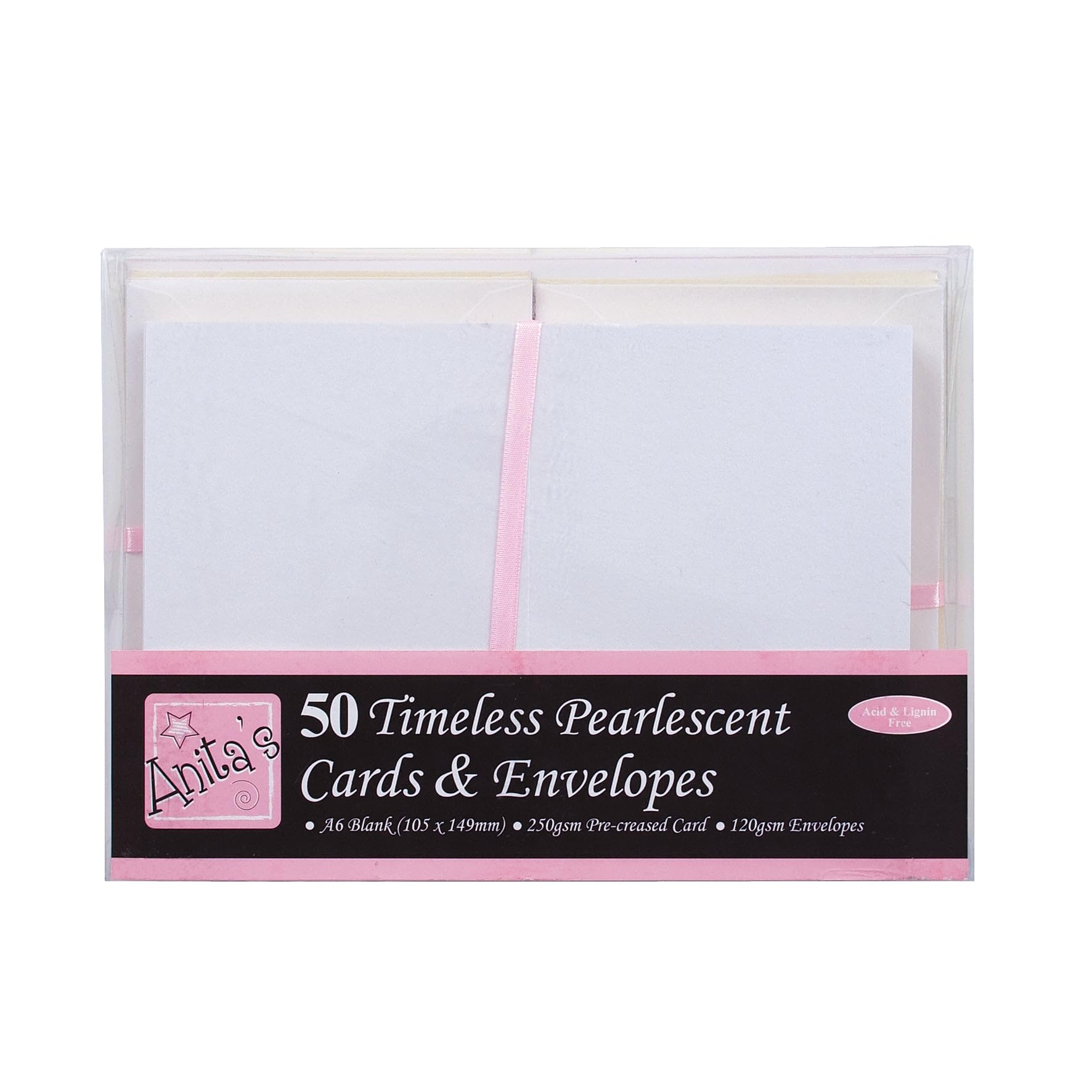 Anita's Plain, Blank Cards & Envelopes, A6, Timeless Pearlescent, Pack of 50, for Home, Wedding, Birthday, Christmas, Thank You, Art & Craft, Scrapbooking Supplies, Baby Shower, Card Making