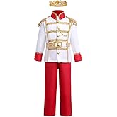 AWIBMK Boys Prince Charming Costume - Kids Medieval Royal King Outfit for Halloween Cosplay Dress Up