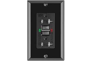 POWAWINI GFCI Outlet 20 Amp, UL Listed, Self-Test GFI Receptacles, TamperResistant, Weather Resistant, LED Indicator, with Decor Wall Plates and Screws, Indoor or Outdoor Use, Black