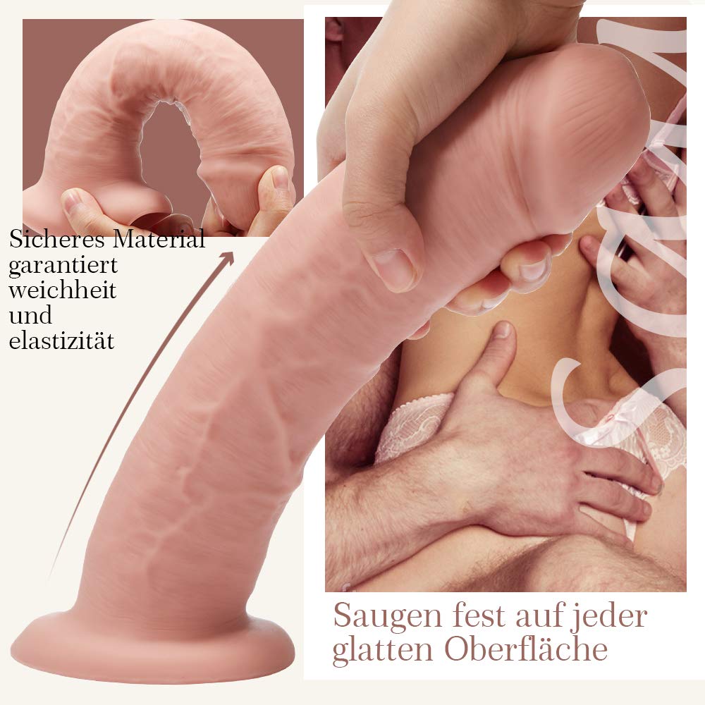 Realistische Dildo XL Klassische Dildo Sexspielzeug für Frauen Real Dong mit starken Nature Dildo Saugnapf Anal Plug Penis Weiches Silikon größe Eichel 21×5CM
