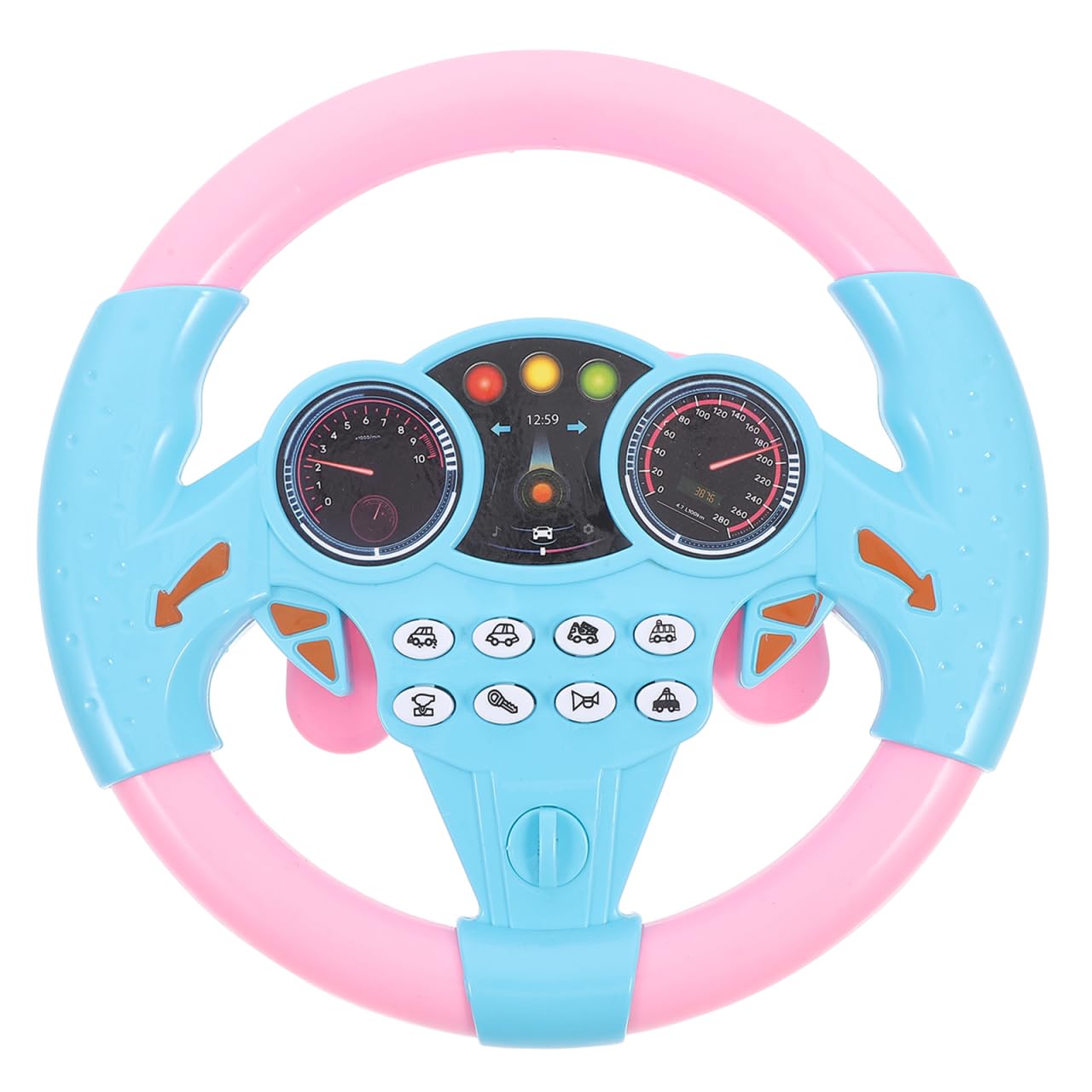 Kids Steering Wheel Educational Toy Steering Wheel Pretend Play Driving Games with Light Music for Boys Girls 4 5 6 Years Old Pink