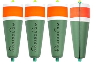 wondersee Fishing Floats Weighted Slotted Peg Popping Floats Slip Bobbers, Pack of 4