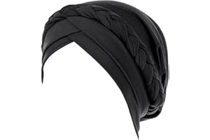 WULIQIUQIU Women Turban Cap Twisted Braid Head Wraps Pre-Tied Chemo Headscarf for Cancer Hair Cover Hats