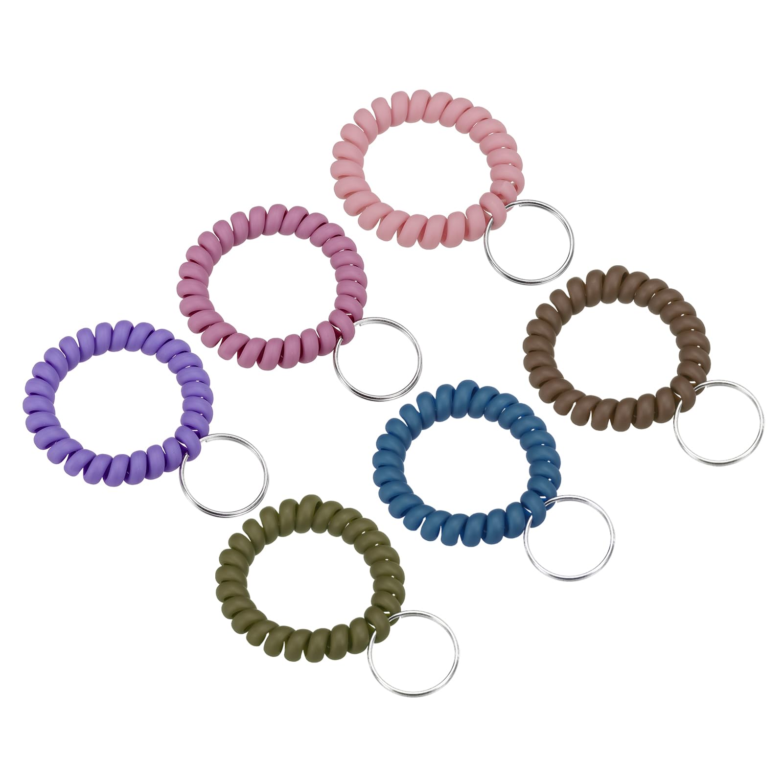 PATIKIL Stretchable Wristband Wristlet Keychain, 6 Pack TPU Spiral Wrist Coil Key Ring Holder for Outdoor Sport Gym Pool Sauna ID Badge, Assorted Color