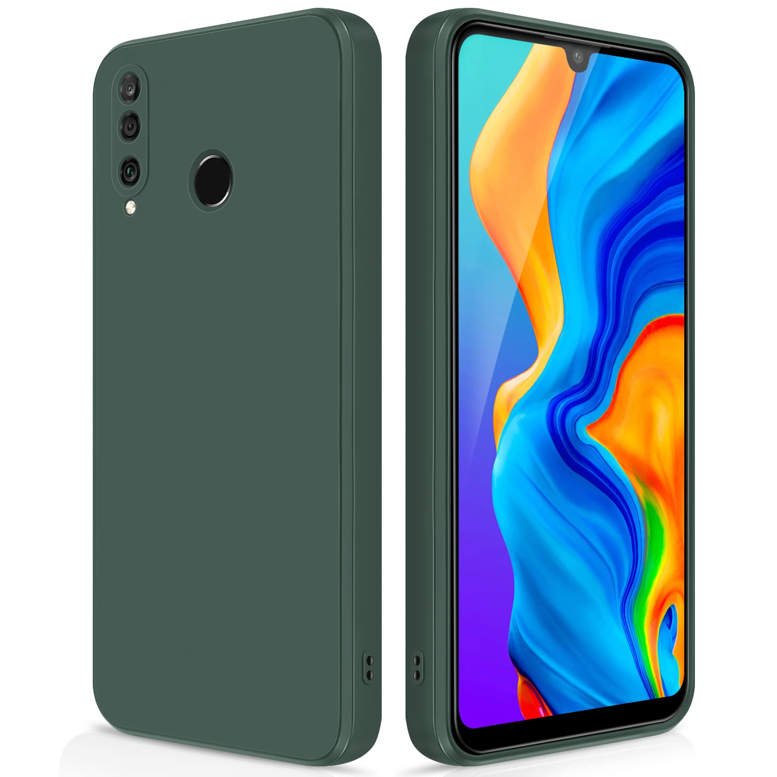 GiiYoon Case Compatible with Huawei P30 Lite, Silky-Soft Touch Full-Body Protective Phone Silicone Case, Shockproof Cover with Microfiber Lining, Green — image 1