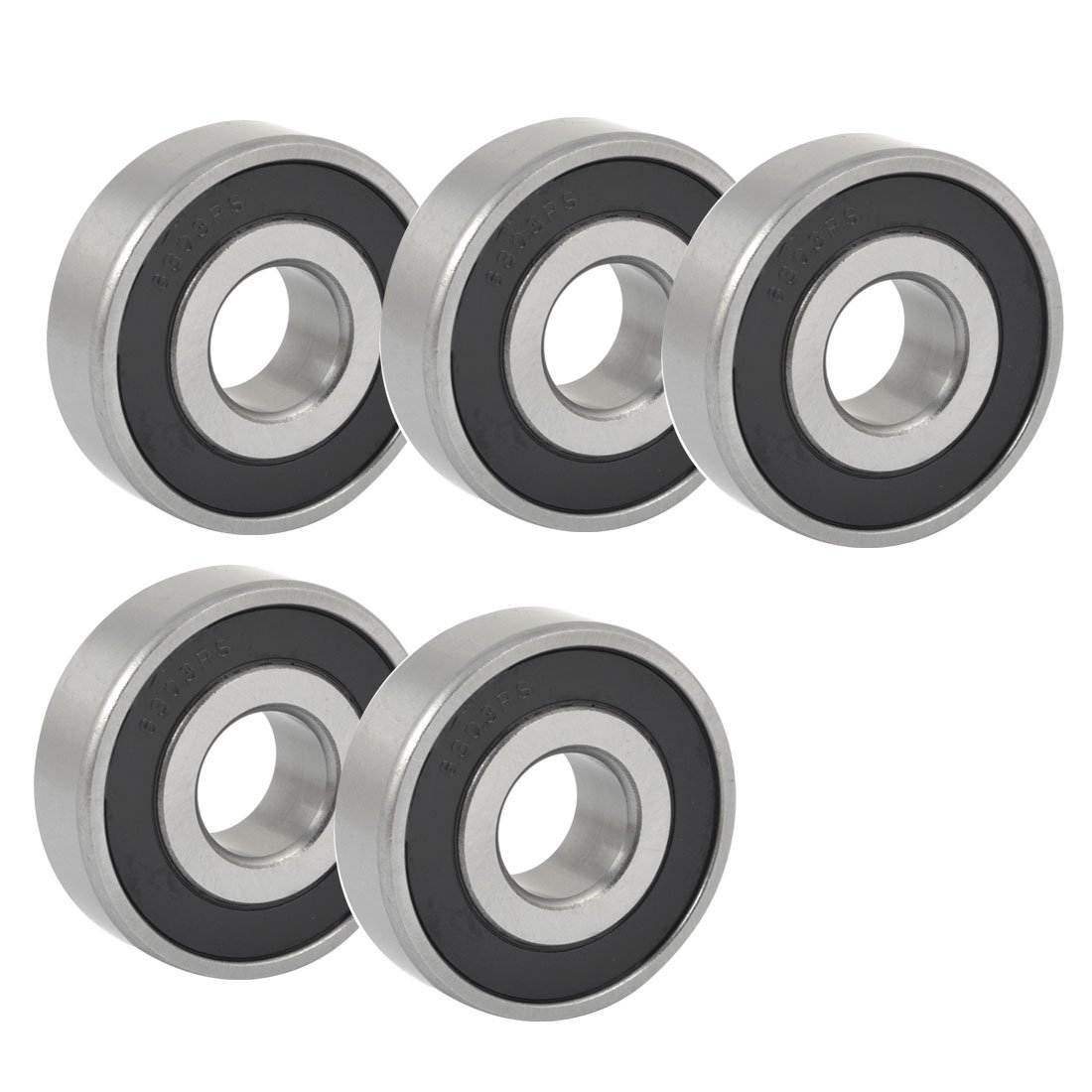 sourcingmap 5PCS Carbon Steel 47mm x 17mm x 14mm Deep Groove Ball Bearing 6303RS