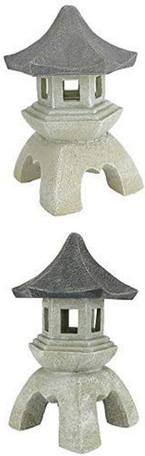 Design Toscano NG29870 Asian Decor Pagoda Lantern Outdoor Statue, Large 17 Inch, Polyresin, Two Tone Stone Finish : Toscano Pagoda Lantern : Garden & Outdoor