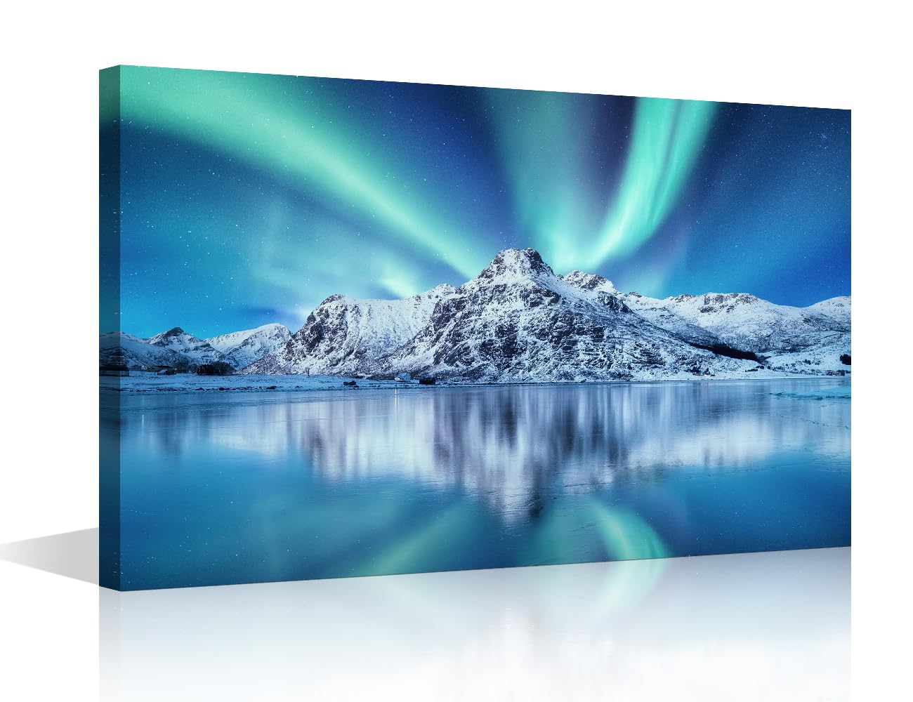 TISHIRON Norway Wall Art for Bedroom Northern Lights Wall Decor Snowy Mountains Framed Canvas Art Pictures House Deocrations for Living Room Office Bathroom Large Wall Art Framed - 16" Wx24 H