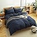 MKXI Simple Bedroom Collection 3 Pieces Navy Queen Size Duvet Cover Set,Cross Printed