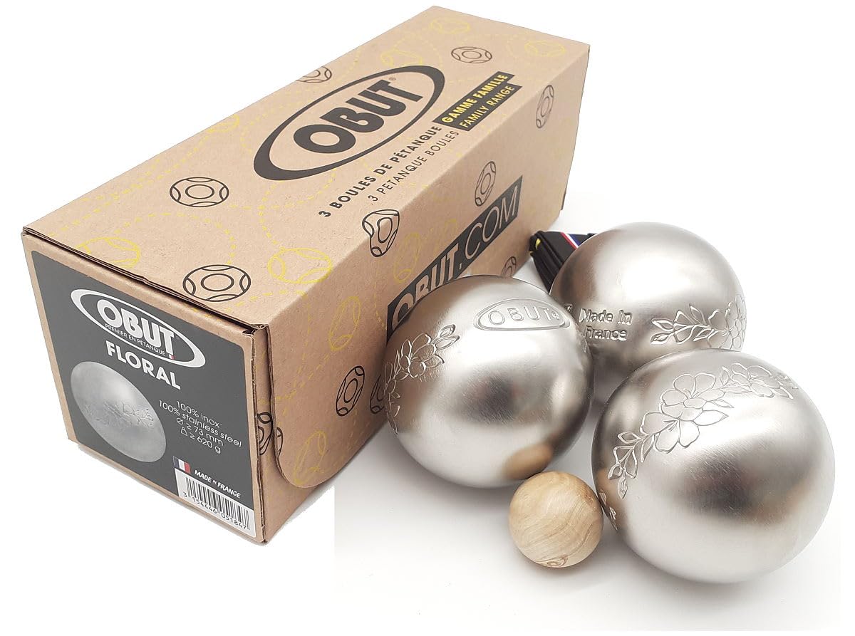 Obut - Leisure Stainless Steel Floral - One Size - Petanque Balls