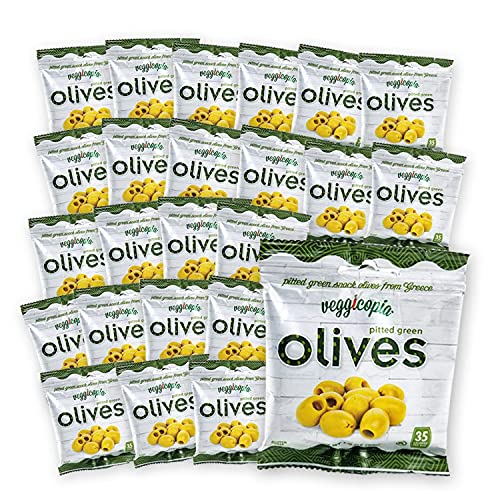 Veggicopia Olives, Keto Tasty Green Pitted Snack Olives from Greece
