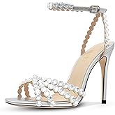 HOCHFART Rhinestone High Heels Stiletos Heels for Women Strappy Buckle Heels Round Toe Sexy Dressy Pumps Sandals
