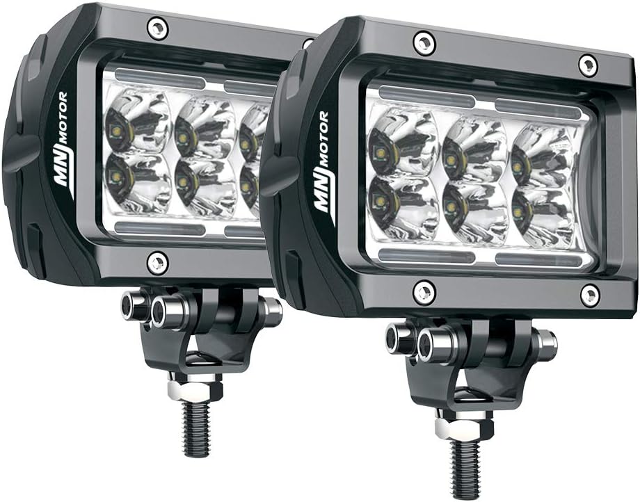 MNJ Motor 4" LED Pods 18W Spot LED Light Bar 1800lm Driving Light Off Road Lights for SUV ATV UTV Trucks Pickup Lamp (Pack of 2)