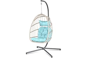 Econohome Hanging Egg Chair with Stand - Indoor/Outdoor Swing Hammock Chair with Plush, Washable Cushions, 350LBS Capacity, Ideal for Relaxation in Bedrooms, Balconies, Gardens, and Patios