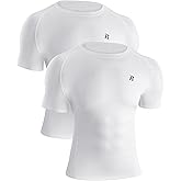 Runhit 2 Pack Men's Compression Shirts Short Sleeve Cool Dry Athletic Workout Shirt Sports Base Layer Undershirt Top