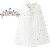 XEPST Princess Cape with Crown for Girls - Sparkling Sequins Fancy Dress Accessories for Party Cosplay