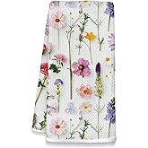 NEFMGEG Floral Kitchen Dish Towels, Cottagecore Wildflower Decorative Hand Towels for Bathroom Kitchen, Wildflower Decor for Bathroom, 16x24 Inch