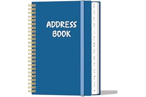 HEVEBOIK Address Book with Alphabetical Tabs - Telephone & Address Book with Address Contacts, Special Date, Phone, Birthday & Internet Login Password for Home and Office, 4.3" x 6.2", Blue