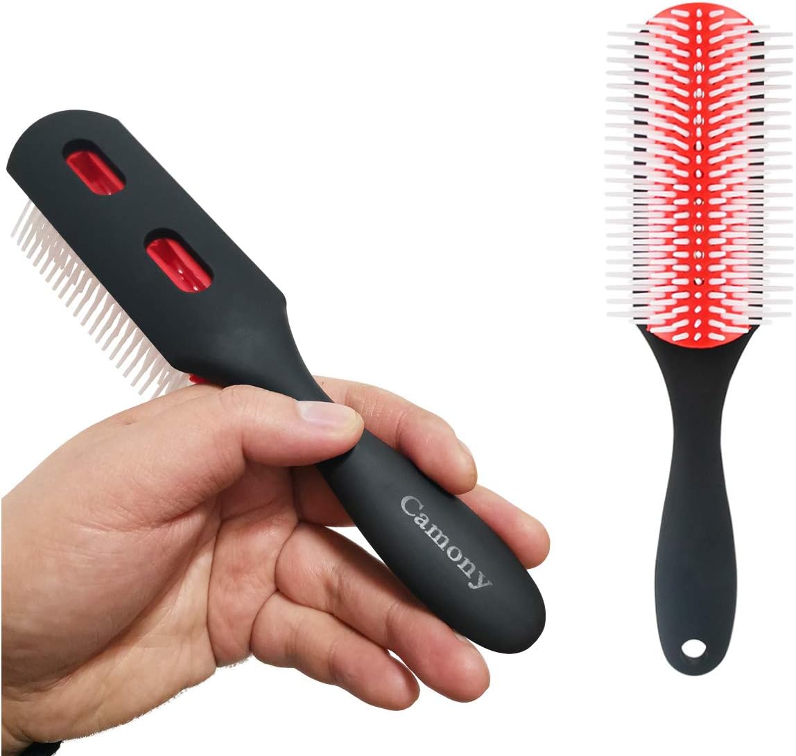 Camony Styling Brush 9 Rows Hair Brush for Blow Drying and Styling Shaping Defining Curls Hair Brush with Nylon Bristle