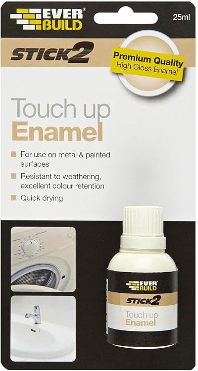 Sika Everbuild Stick 2 Touch Up Enamel White 25ml High Gloss Quick Dry Weather