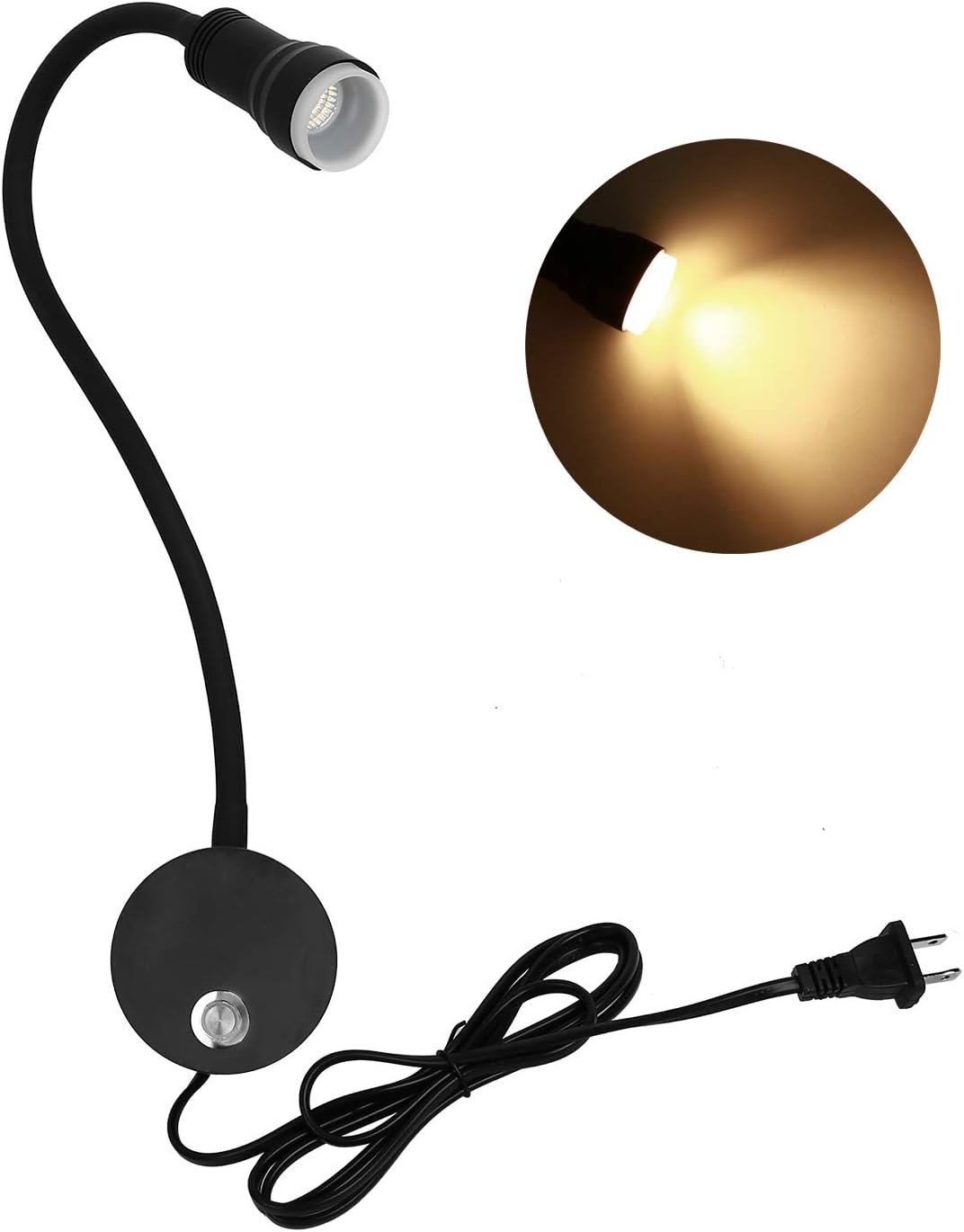 Dimmable Touch Switch Wall Light, LED Bed Reading Light Bedside Reading