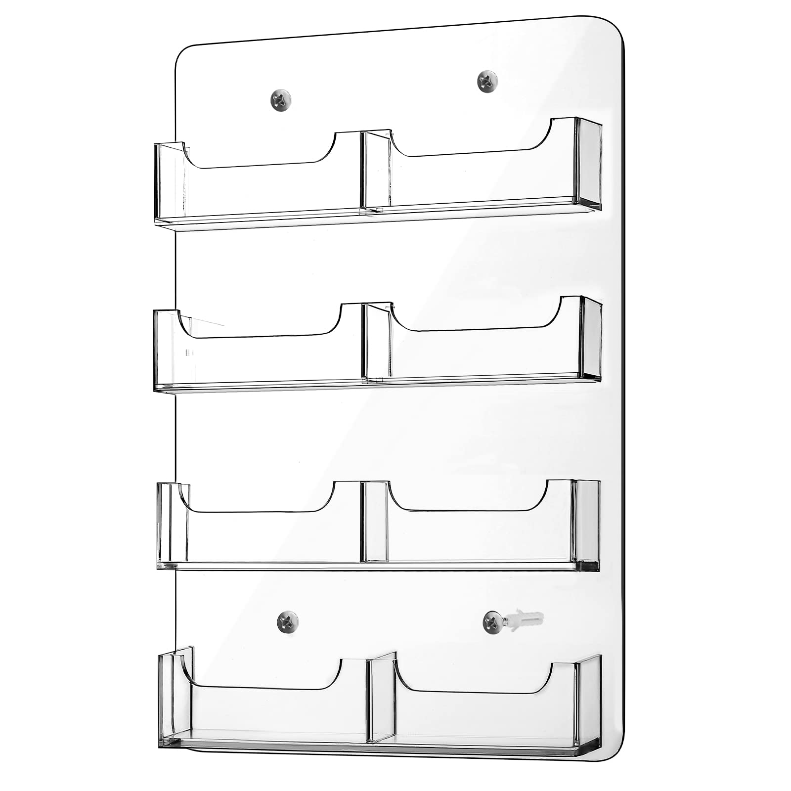 Photo 1 of Hillban Acrylic Business Card Holder Wall Mount Clear Sticker Display Rack Multiple Card Holders Clear Acrylic Organizing Sticker Display Stand Pre Drilled(8 Pockets)