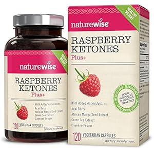 NatureWise Raspberry Ketones Plus | Advanced Weight Loss & Appetite Suppressant with Powerful Antioxidant Blend | Boosts Energy & Metabolism, Vegan, Gluten-Free | 120 Veggie Capsules