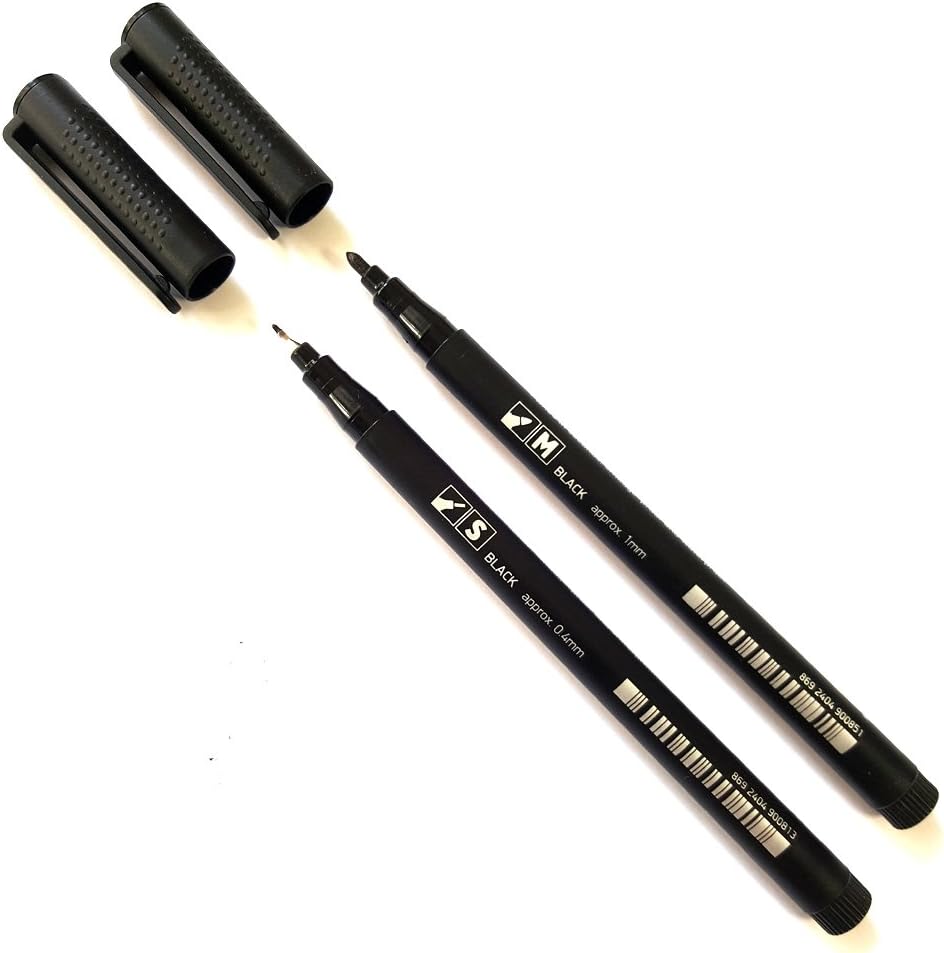 2 Multipurpose Black Marker Pens O.4mm & 1.0mm Tip. Writes on cd dvd glass & more