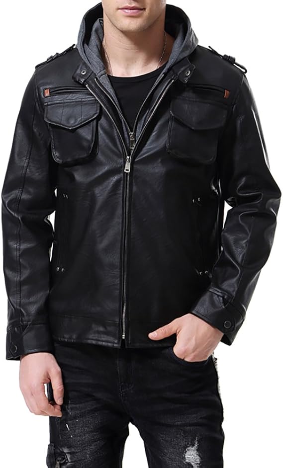 Amazon Aowofs メンズ 大きいサイズ フィード付き ポケット付き レザージャケット バイクジャケット おしゃれ シングル ブラック ストリート 秋 冬 コート ジャケット 通販