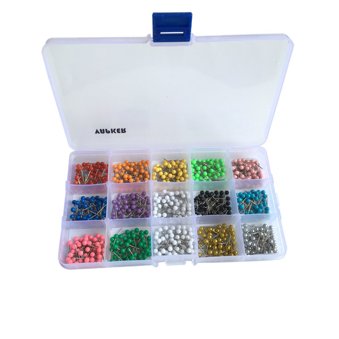 VAPKER 750 PCS Round Assorted 14 Colors Map Tacks 1/8 Inch Map Push Pins