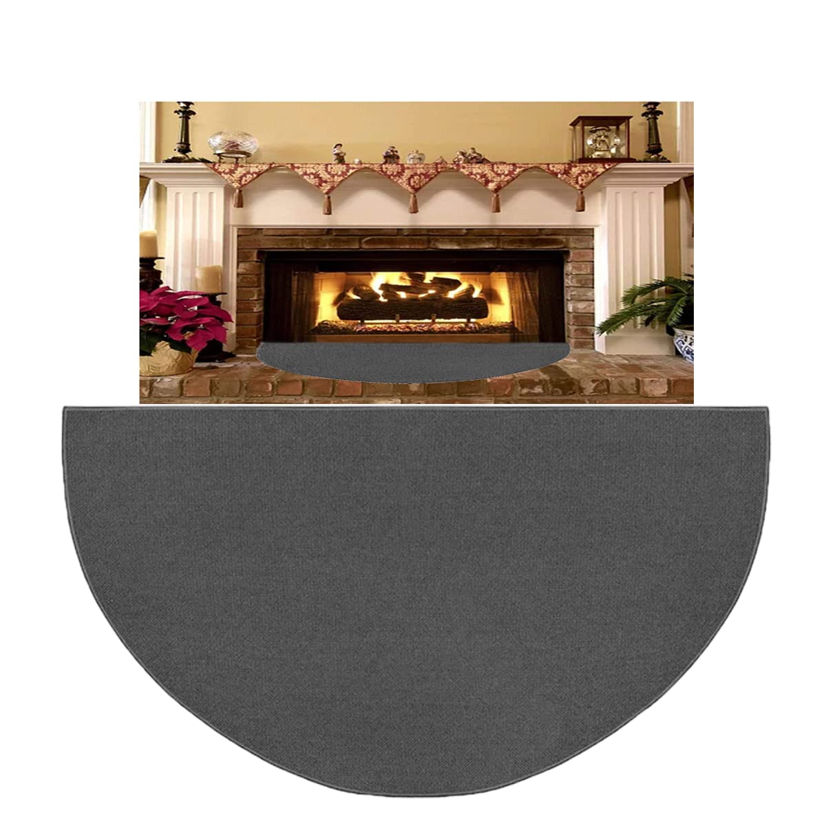 Photo 1 of 63?x37? Extra Large Half Round Fireproof Fireplace Mat Hearth Area Rug - Fire Retardant Fiberglass Carpet - Fire Flame Resistant Floor Covering Protection Pad Non-Slip Floor Protector