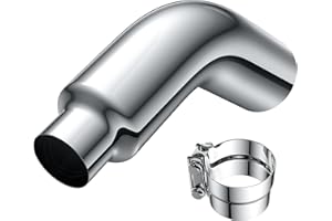 YOLANDO 4 to 6 Inch Exhaust Elbow with Clamp, 4" Inlet 6" Outlet Chrome Diesel Exhaust Tip for Pickup Trucks and Cars