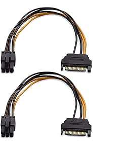 Cable Matters 2-Pack 6 Pin to SATA Power Cable (SATA to 6 Pin PCIe) - 8 Inches