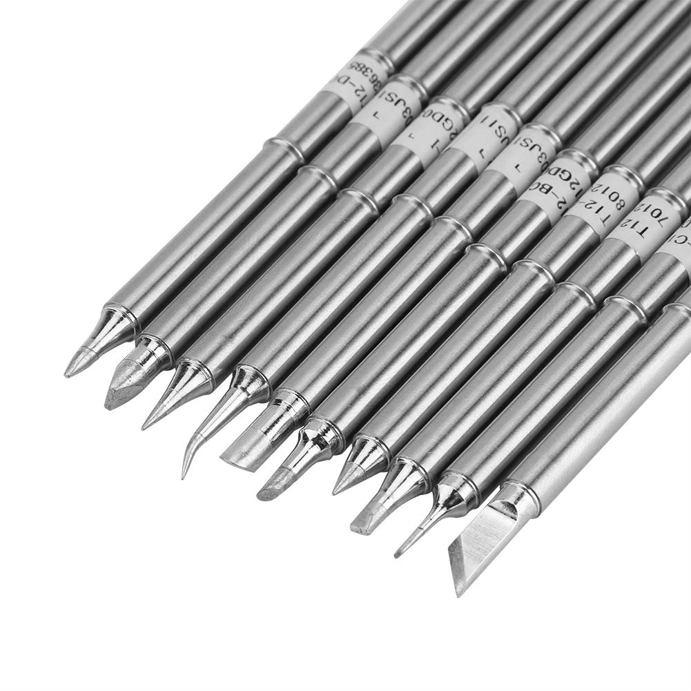 10Pcs T12 Series Soldering Iron Tips for FX-951, Efficient Soldering Work, Soldering Iron Tips Welding Tool Replacement