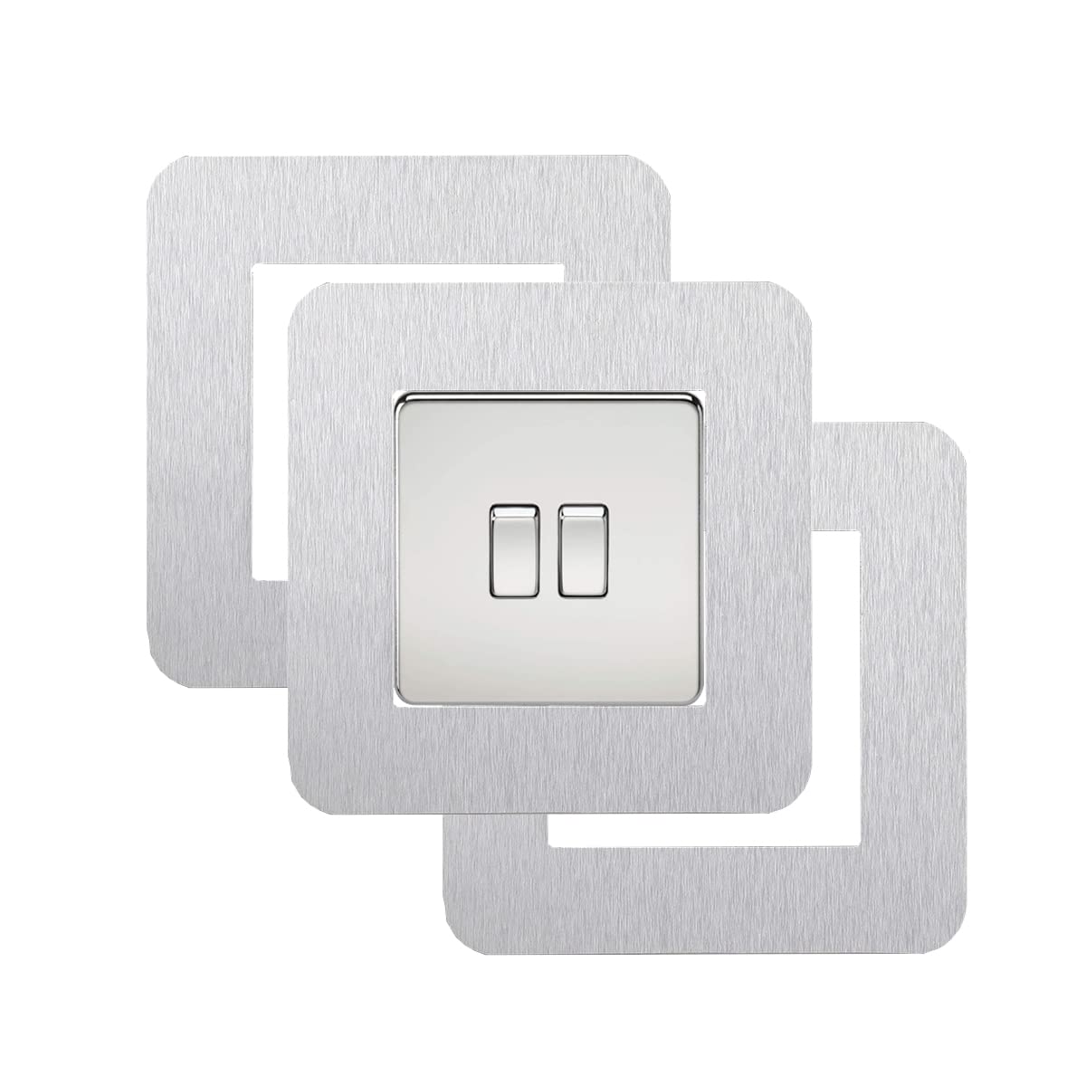 3 Count Acrylic Single Light Switch Surround Socket Switch Sticker Cover Solid Color- Shining Silver