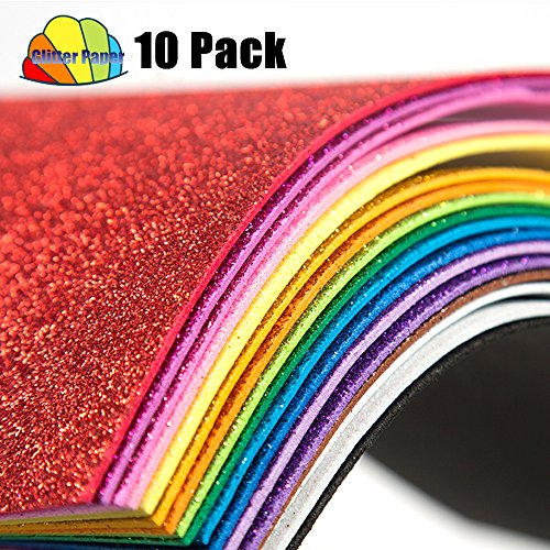 10 Sheets Glitter Foam Sheets for Crafts Children Father's Day Decor Table Decorations, A4 Cardstock Paper Sparkles Self Adhesive Sticky Paper for Scrapbook Gift DIY Cutters (Multicolor)
