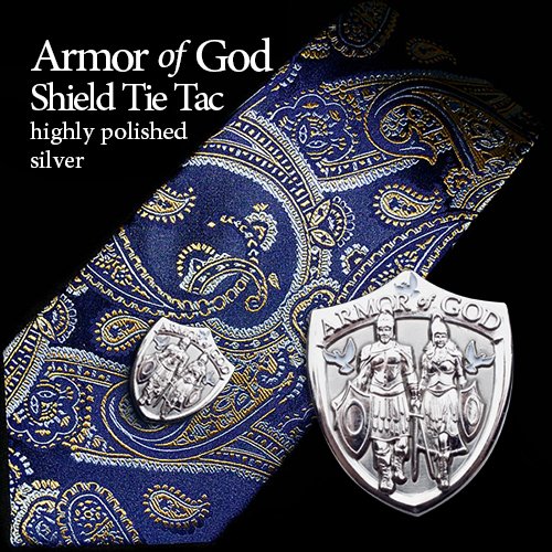 Whole Armor of God Shield Collectible Lapel Pin (Silver) or Tie Tac