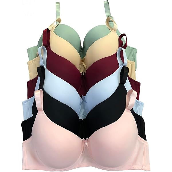 ToBeInStyle Women's Pack Of 6 Padded Bras – Assorted Styles, Underwire Support For Cup Sizes A To DDD