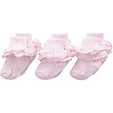 Jefferies Socks Girls 2-6X Misty Ruffle Turn Cuff 3 Pair Pack Socks