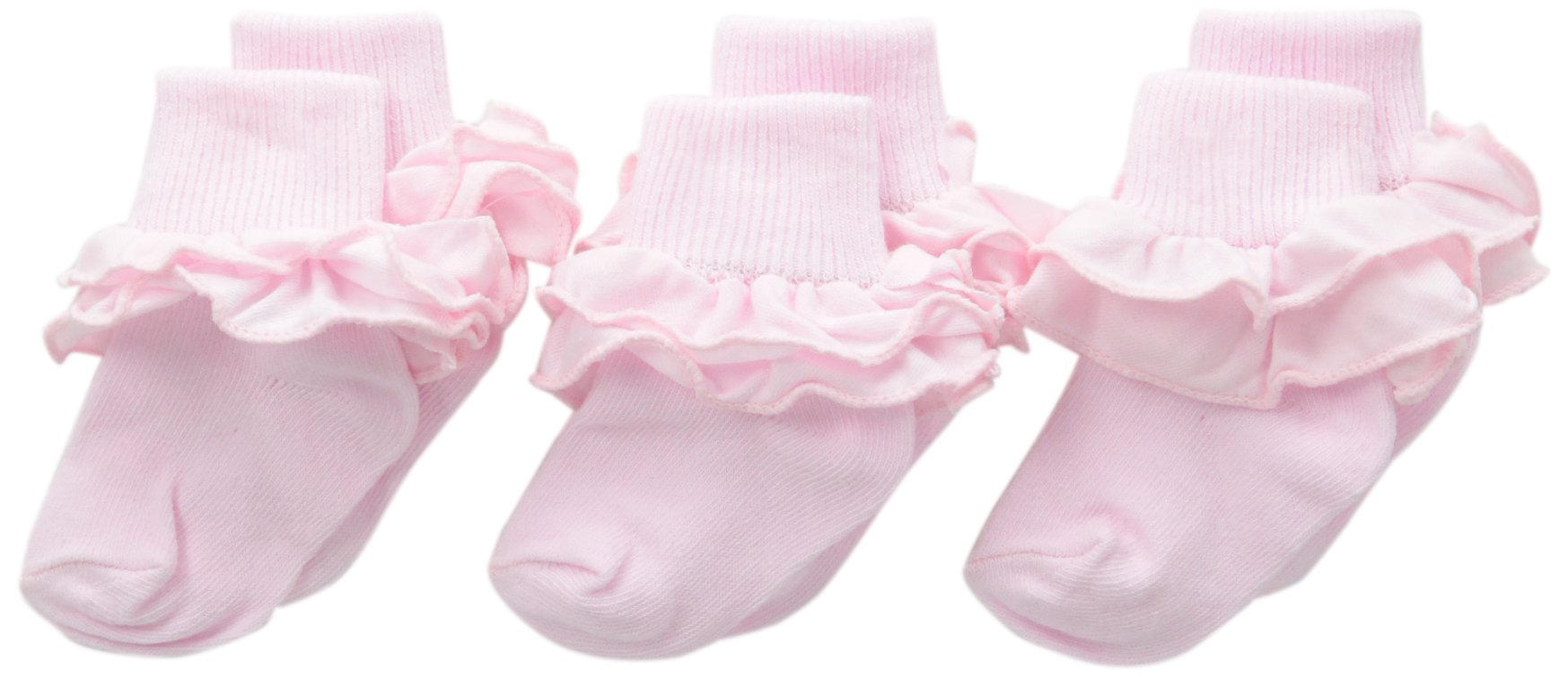 Country Kids Girl's 2143 Ruffle Frill Sock 6-8.5, Pink (Pink Pink), One (Size (Pack of 3)