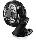 Esup USB Clip on Mini Desk Fan, Quiet Operation,360&deg;up and down, 2 Speed Mode for Baby Stroller Car Laptop Table Workout Camping Outdoors Home Office-Black