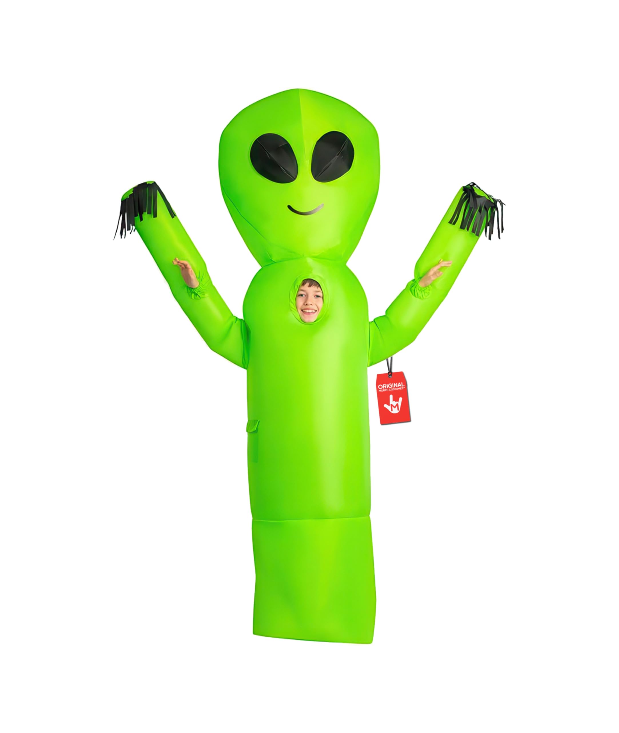 Morph Green Alien Inflatable Costumes Kids, Inflatable Alien Halloween Costume, Blow Up Wacky Waving Inflatable Tube Guy One Size