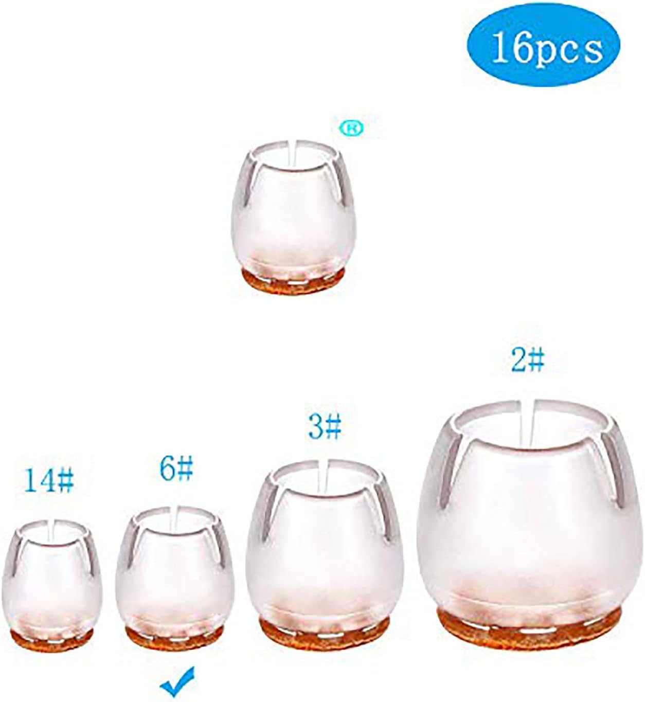 TSACTE Chair Leg Caps, Round Clear Silicone Table Furniture Leg Feet Tips Covers Wood Floor Protectors, Felt Pads - Image 3