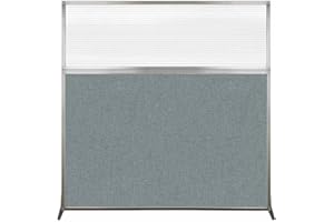 Versare Hush Screen Portable Room Divider | Workstation Wall Divider | Freestanding Privacy Hush Panels | Clear Fluted Windows | Fabric Office Divider Screen | Great for Room Separation