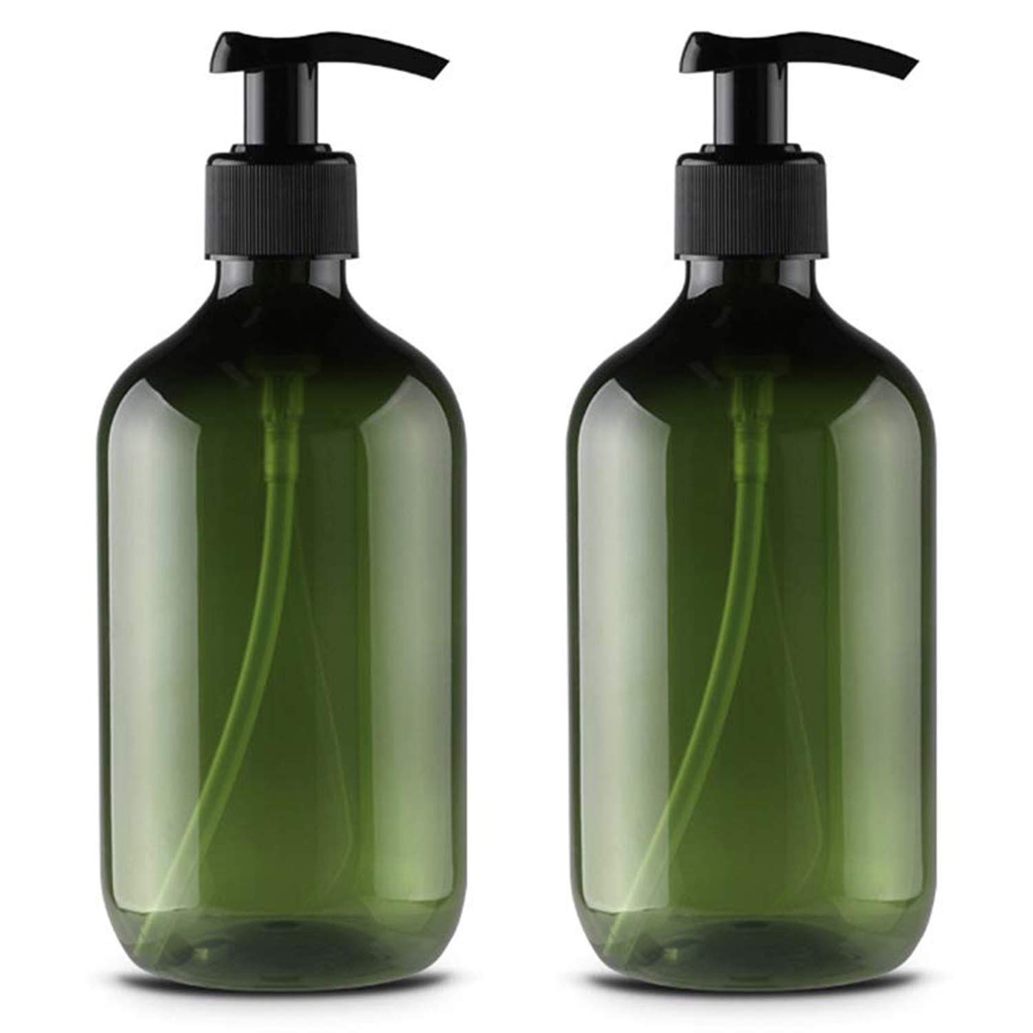 Alledomain 2PCS 300ml/10oz Empty Refillable Plastic Lotion Pump Bottles, Shampoo Body Washing Cream Shower Gel Storage Holder Container Toiletries Liquid Dispenser (Green) (Green)