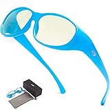 AHT Fit Over Computer Glasses for Women and Men - Blue Light Blocking Glasses(Blue), Wear Over Prescription Glasses/Reading G